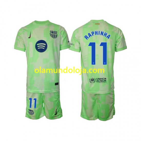 Camisola FC Barcelona Raphinha 11 Criança Equipamento Terceiro 2024-2025 Manga Curta